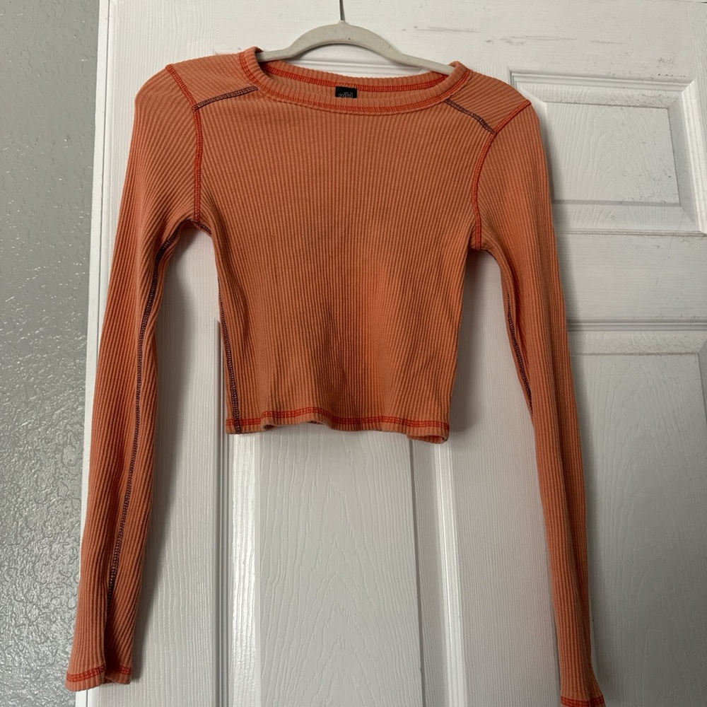 Urban Outfitters Orange Ribbed Long Sleeve Top